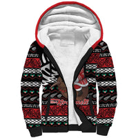 New Zealand Kiwi Santa Christmas Sherpa Hoodie He Wairua Kirihimete LT9 Unisex Black - Polynesian Pride