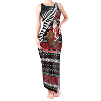 New Zealand Kiwi Santa Christmas Tank Maxi Dress He Wairua Kirihimete LT9 Women Black - Polynesian Pride