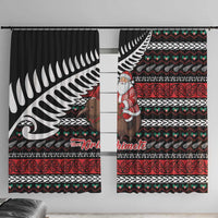 New Zealand Kiwi Santa Christmas Window Curtain He Wairua Kirihimete LT9 With Hooks Black - Polynesian Pride