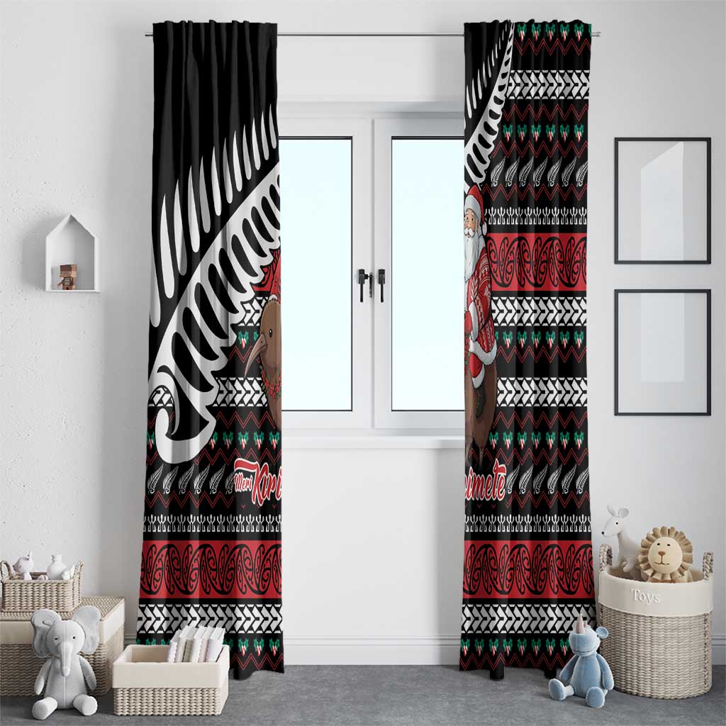 New Zealand Kiwi Santa Christmas Window Curtain He Wairua Kirihimete LT9 - Polynesian Pride