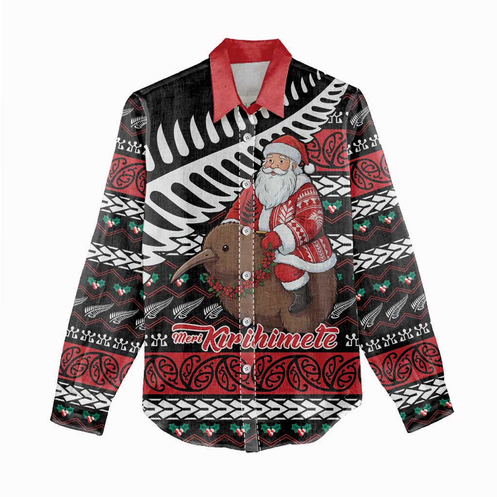 New Zealand Kiwi Santa Christmas Women Casual Shirt He Wairua Kirihimete LT9 - Polynesian Pride