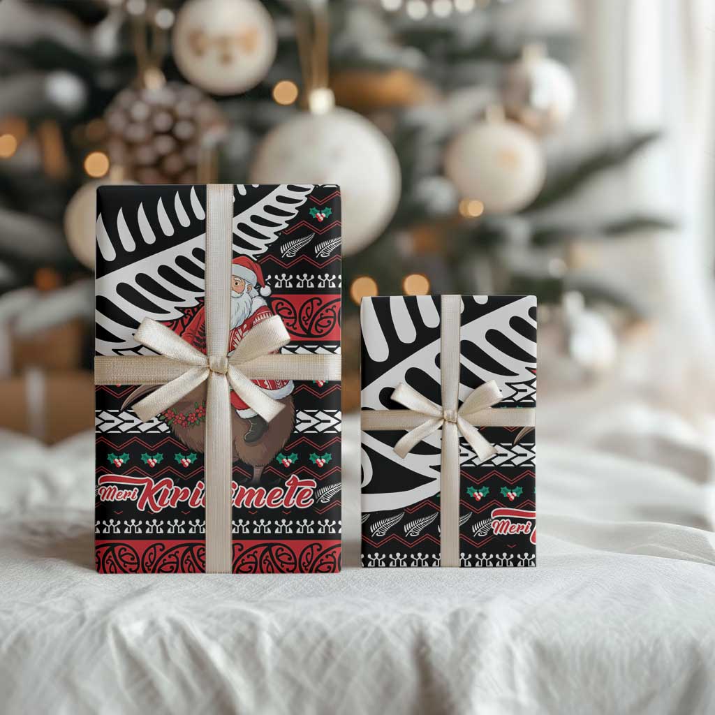 New Zealand Kiwi Santa Christmas Wrapping Paper He Wairua Kirihimete - Polynesian Pride