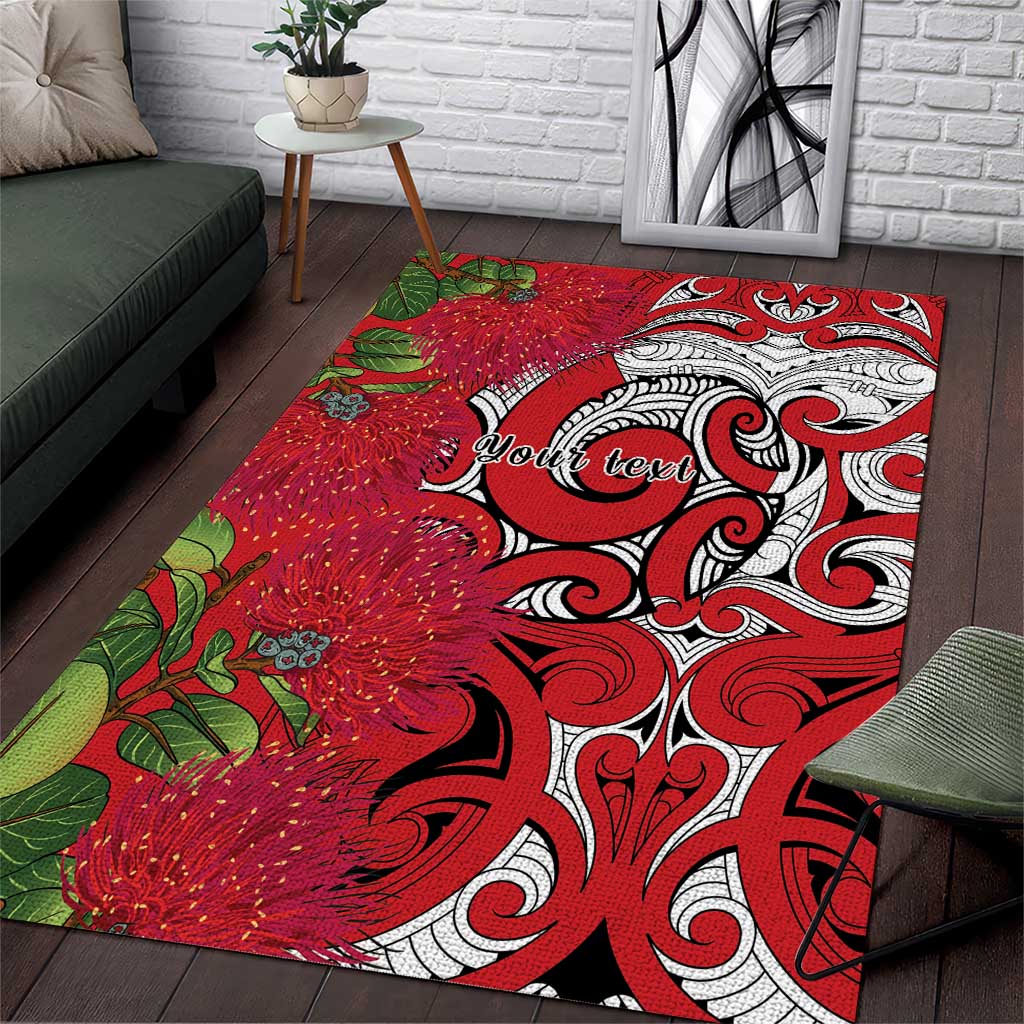 Personalised New Zealand Koru Pohutukawa Area Rug Meri Kirihimete Aroha for Christmas LT9 Red - Polynesian Pride
