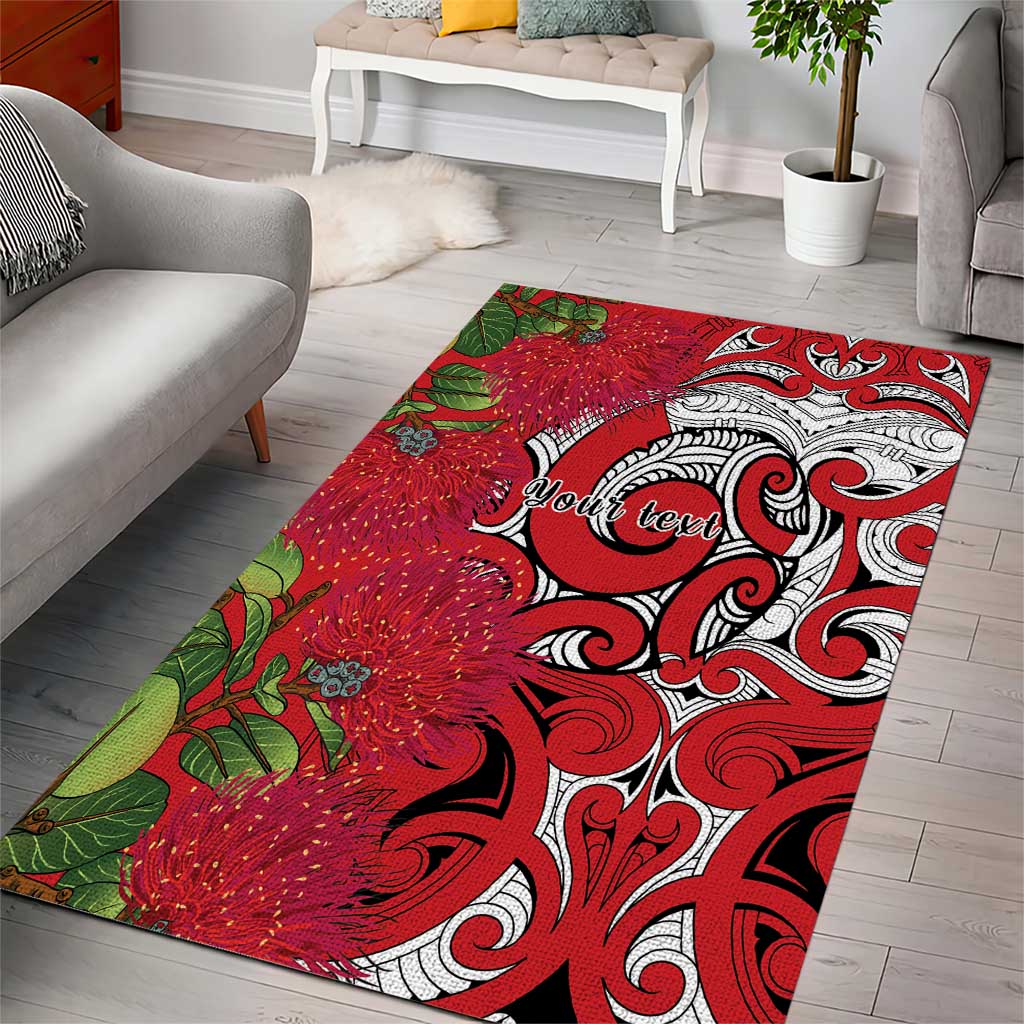 Personalised New Zealand Koru Pohutukawa Area Rug Meri Kirihimete Aroha for Christmas LT9 - Polynesian Pride