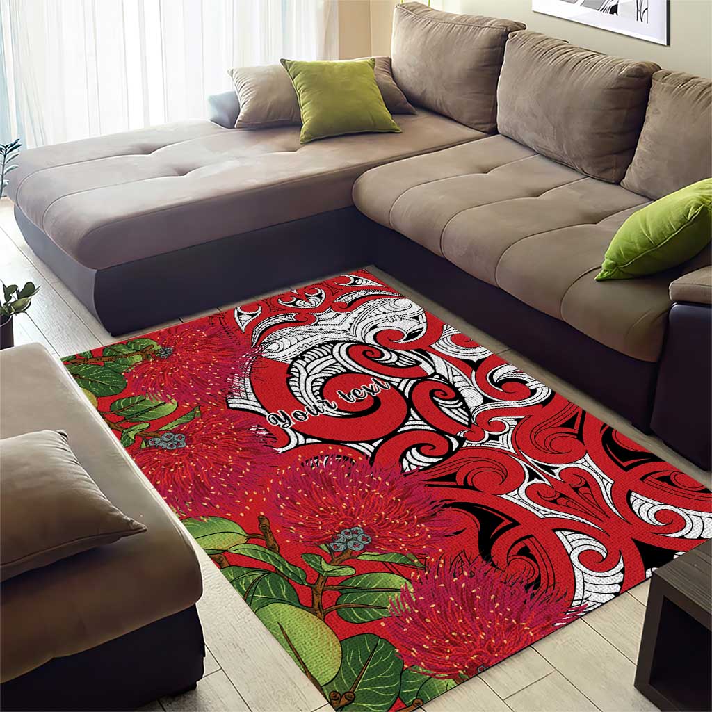 Personalised New Zealand Koru Pohutukawa Area Rug Meri Kirihimete Aroha for Christmas LT9 - Polynesian Pride