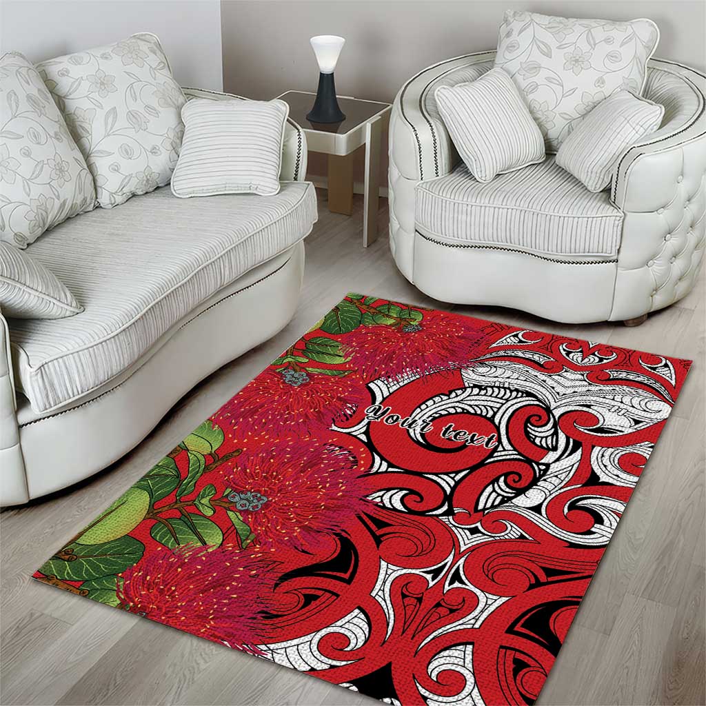 Personalised New Zealand Koru Pohutukawa Area Rug Meri Kirihimete Aroha for Christmas LT9 - Polynesian Pride