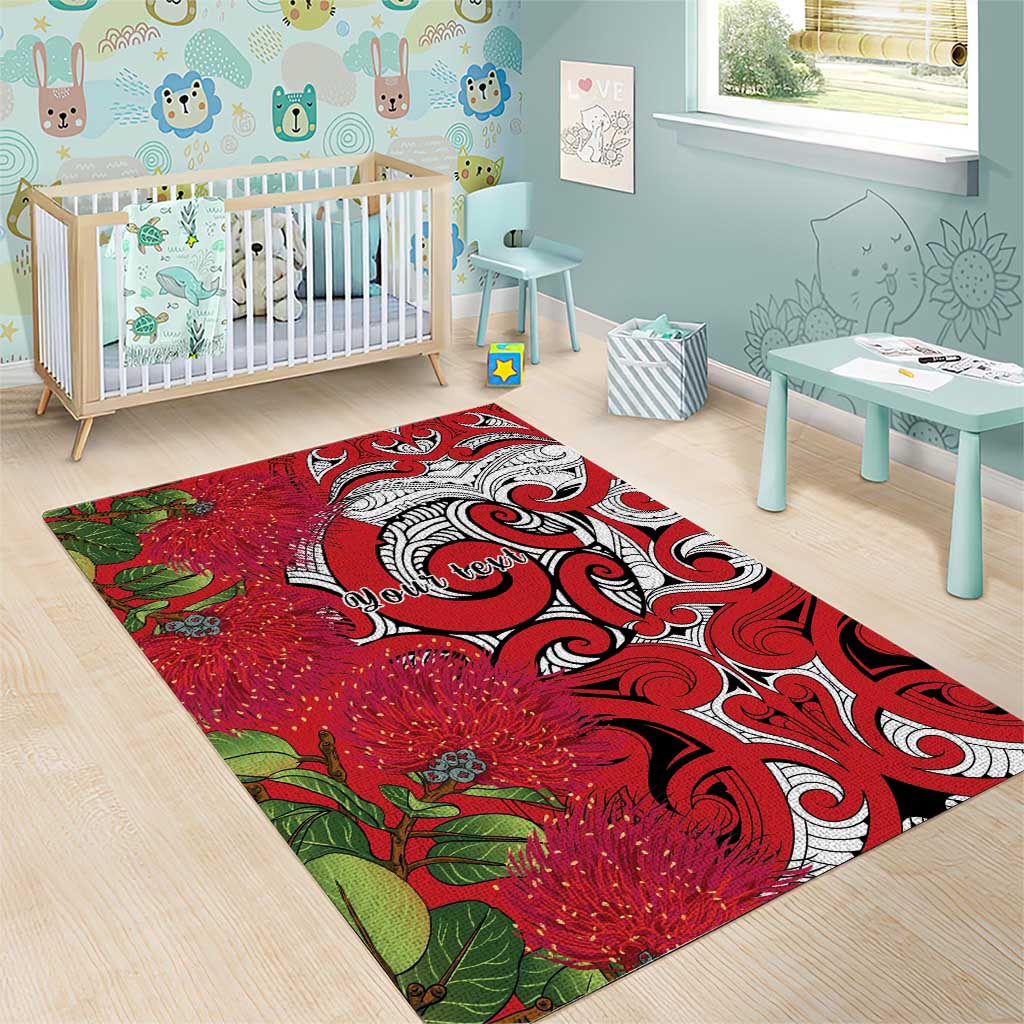 Personalised New Zealand Koru Pohutukawa Area Rug Meri Kirihimete Aroha for Christmas LT9 - Polynesian Pride