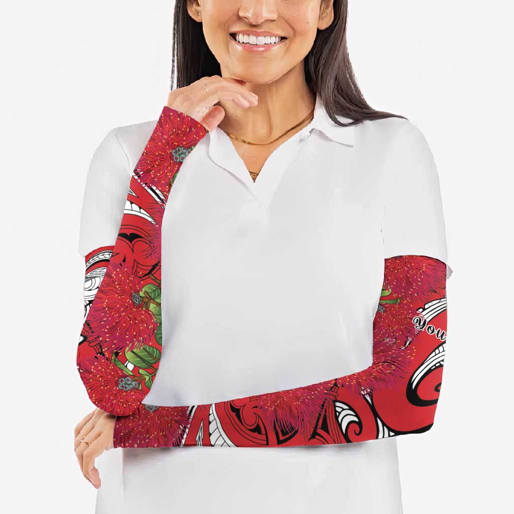 Personalised New Zealand Koru Pohutukawa Arm Sleeves Meri Kirihimete Aroha for Christmas LT9 - Polynesian Pride