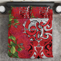 Personalised New Zealand Koru Pohutukawa Bedding Set Meri Kirihimete Aroha for Christmas LT9 Red - Polynesian Pride