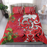Personalised New Zealand Koru Pohutukawa Bedding Set Meri Kirihimete Aroha for Christmas LT9 - Polynesian Pride