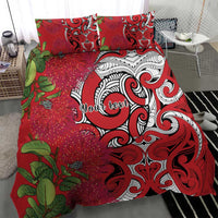 Personalised New Zealand Koru Pohutukawa Bedding Set Meri Kirihimete Aroha for Christmas LT9 - Polynesian Pride