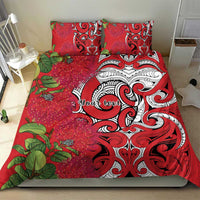 Personalised New Zealand Koru Pohutukawa Bedding Set Meri Kirihimete Aroha for Christmas LT9 - Polynesian Pride