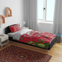 Personalised New Zealand Koru Pohutukawa Bedding Set Meri Kirihimete Aroha for Christmas LT9 - Polynesian Pride