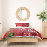 Personalised New Zealand Koru Pohutukawa Bedding Set Meri Kirihimete Aroha for Christmas LT9 - Polynesian Pride