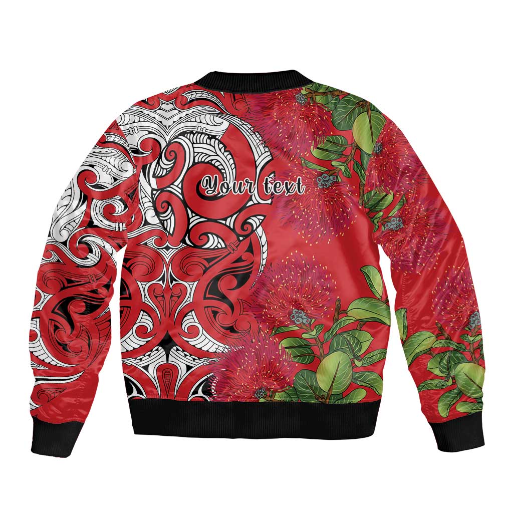 Personalised New Zealand Koru Pohutukawa Bomber Jacket Meri Kirihimete Aroha for Christmas LT9 - Polynesian Pride
