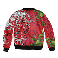 Personalised New Zealand Koru Pohutukawa Bomber Jacket Meri Kirihimete Aroha for Christmas LT9 - Polynesian Pride