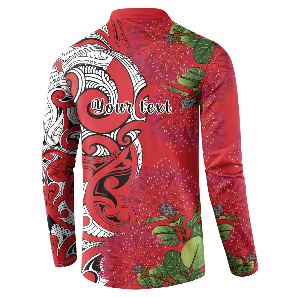 Personalised New Zealand Koru Pohutukawa Button Sweatshirt Meri Kirihimete Aroha for Christmas - Polynesian Pride