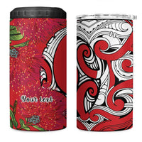 Personalised New Zealand Koru Pohutukawa 4 in 1 Can Cooler Tumbler Meri Kirihimete Aroha for Christmas - Polynesian Pride