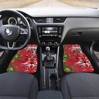 Personalised New Zealand Koru Pohutukawa Car Mats Meri Kirihimete Aroha for Christmas LT9 Set 2pcs - Front Red - Polynesian Pride