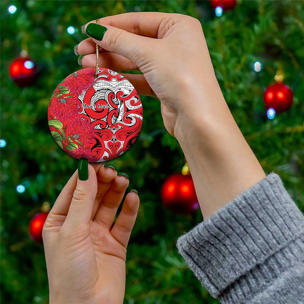 Personalised New Zealand Koru Pohutukawa Ceramic Ornament Meri Kirihimete Aroha for Christmas LT9 - Polynesian Pride