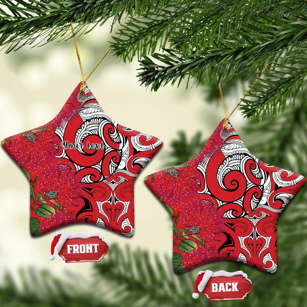 Personalised New Zealand Koru Pohutukawa Ceramic Ornament Meri Kirihimete Aroha for Christmas LT9 Star Red - Polynesian Pride