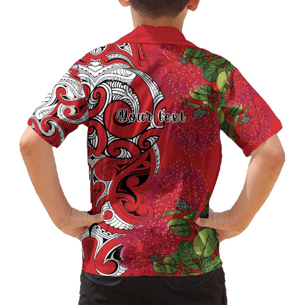 Personalised New Zealand Koru Pohutukawa Family Matching Off Shoulder Short Dress and Hawaiian Shirt Meri Kirihimete Aroha for Christmas - Polynesian Pride