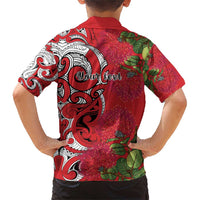 Personalised New Zealand Koru Pohutukawa Family Matching Short Sleeve Bodycon Dress and Hawaiian Shirt Meri Kirihimete Aroha for Christmas - Polynesian Pride