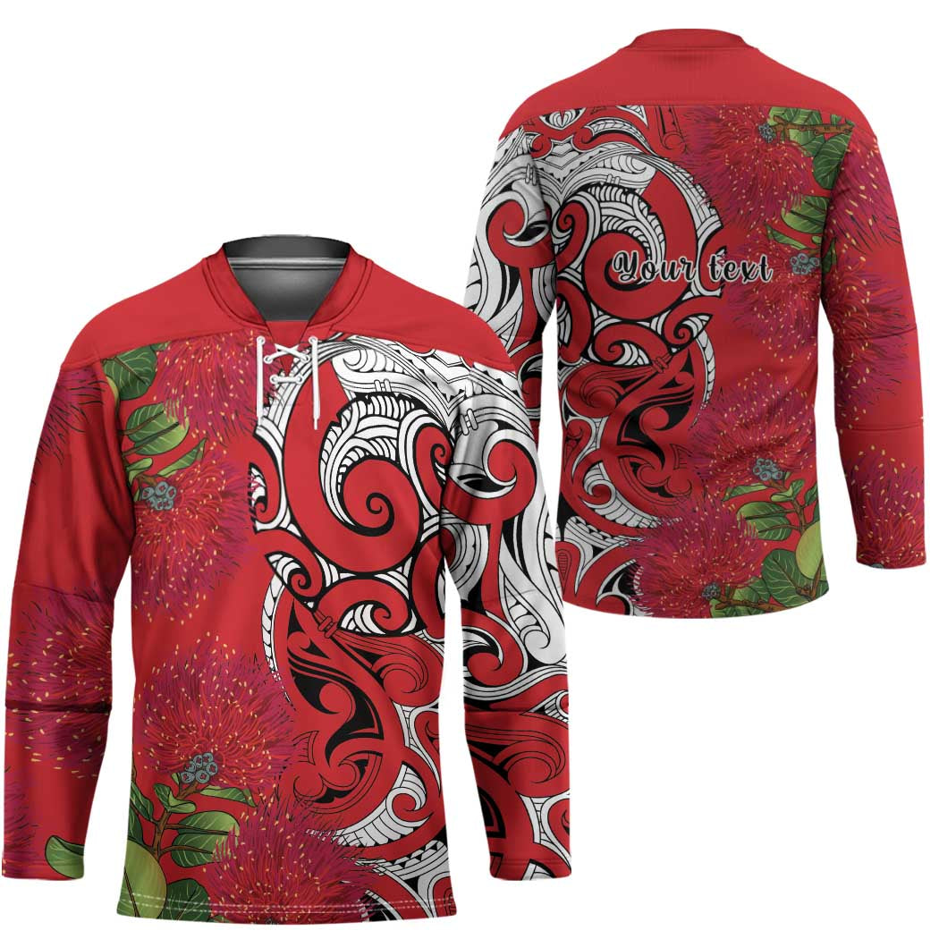 Personalised New Zealand Koru Pohutukawa Hockey Jersey Meri Kirihimete Aroha for Christmas - Polynesian Pride