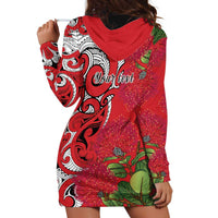 Personalised New Zealand Koru Pohutukawa Hoodie Dress Meri Kirihimete Aroha for Christmas LT9 - Polynesian Pride