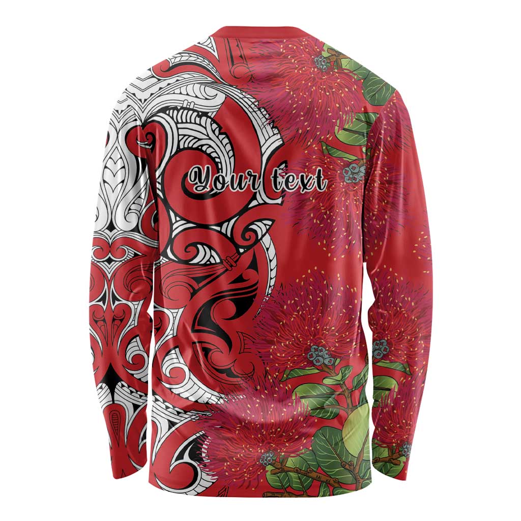 Personalised New Zealand Koru Pohutukawa Long Sleeve Shirt Meri Kirihimete Aroha for Christmas - Polynesian Pride