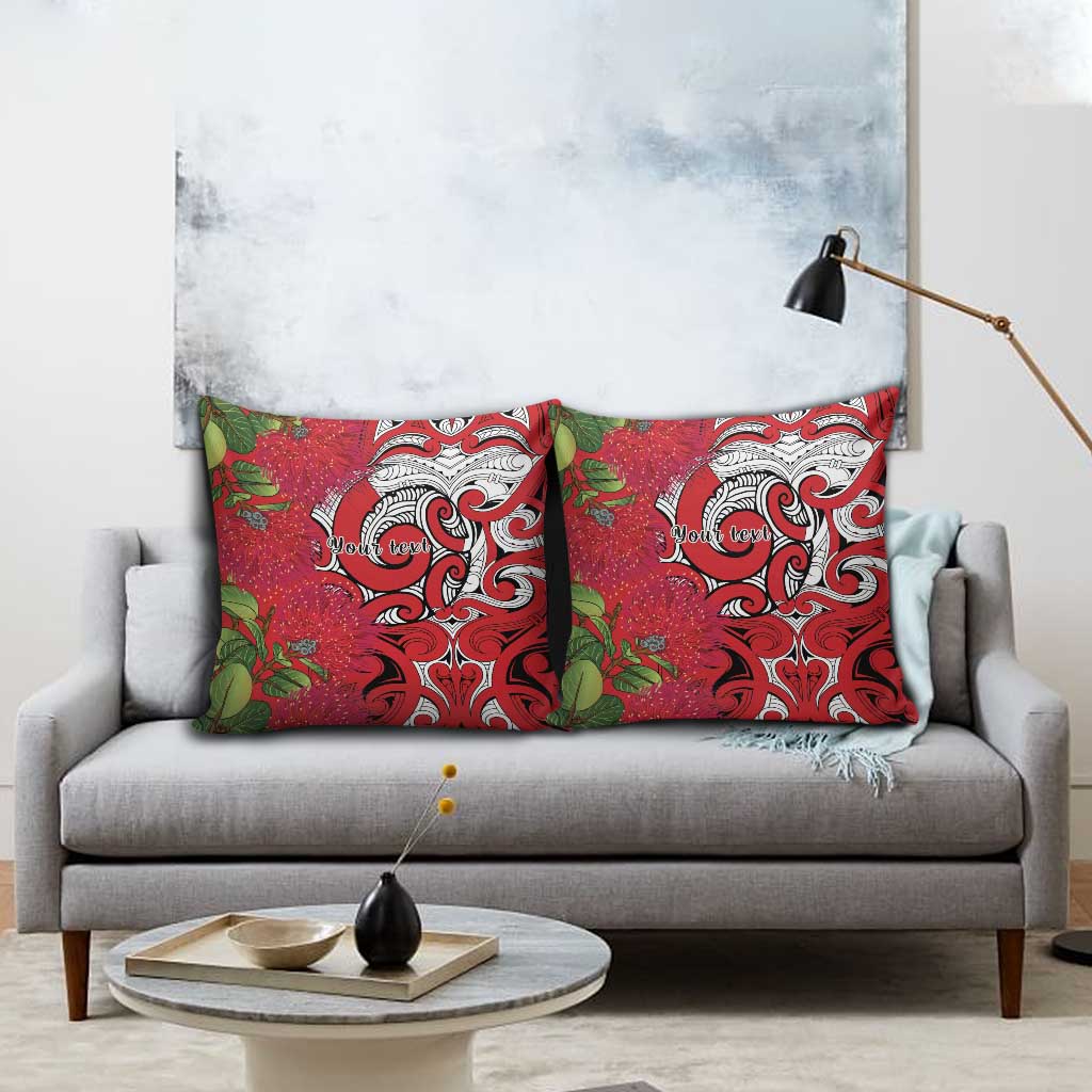Personalised New Zealand Koru Pohutukawa Pillow Cover Meri Kirihimete Aroha for Christmas LT9 - Polynesian Pride