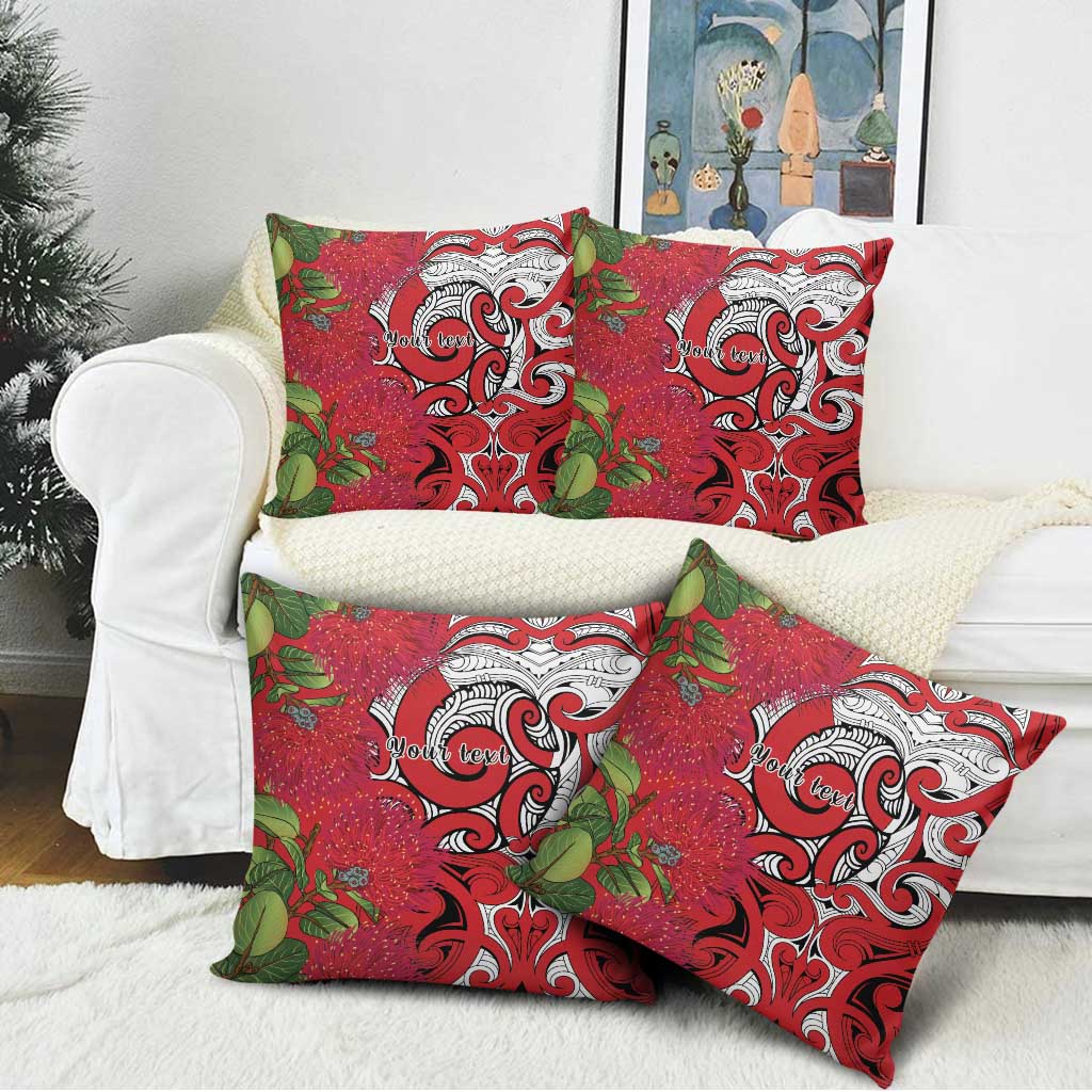 Personalised New Zealand Koru Pohutukawa Pillow Cover Meri Kirihimete Aroha for Christmas LT9 - Polynesian Pride