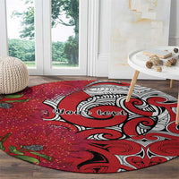 Personalised New Zealand Koru Pohutukawa Round Carpet Meri Kirihimete Aroha for Christmas LT9 - Polynesian Pride
