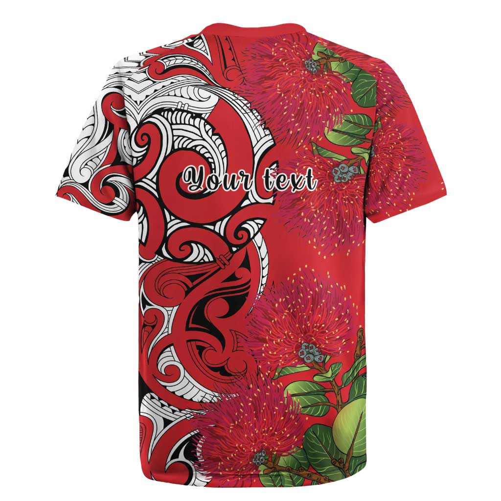 Personalised New Zealand Koru Pohutukawa Rugby Jersey Meri Kirihimete Aroha for Christmas - Polynesian Pride