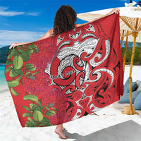 Personalised New Zealand Koru Pohutukawa Sarong Meri Kirihimete Aroha for Christmas LT9 One Size 44 x 66 inches Red - Polynesian Pride