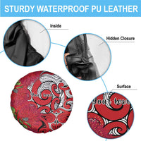 Personalised New Zealand Koru Pohutukawa Spare Tire Cover Meri Kirihimete Aroha for Christmas - Polynesian Pride