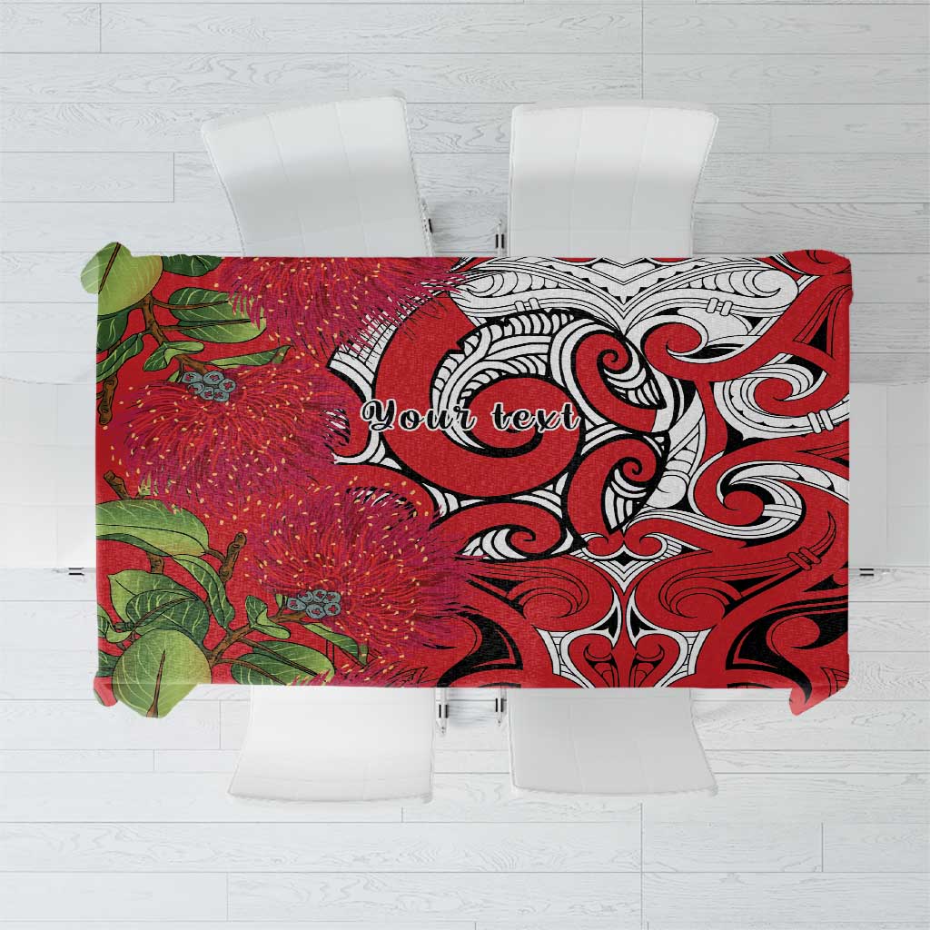 Personalised New Zealand Koru Pohutukawa Tablecloth Meri Kirihimete Aroha for Christmas - Polynesian Pride
