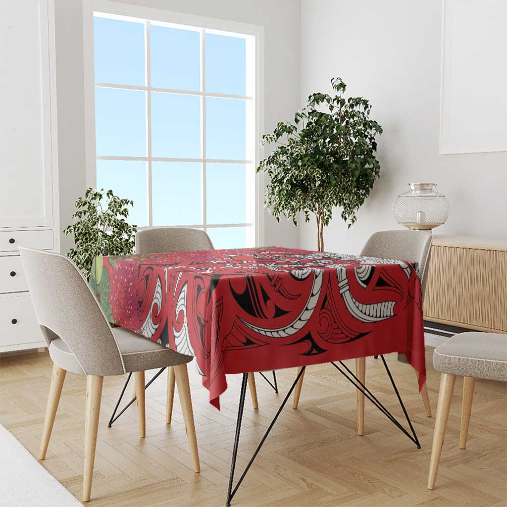 Personalised New Zealand Koru Pohutukawa Tablecloth Meri Kirihimete Aroha for Christmas LT9 - Polynesian Pride