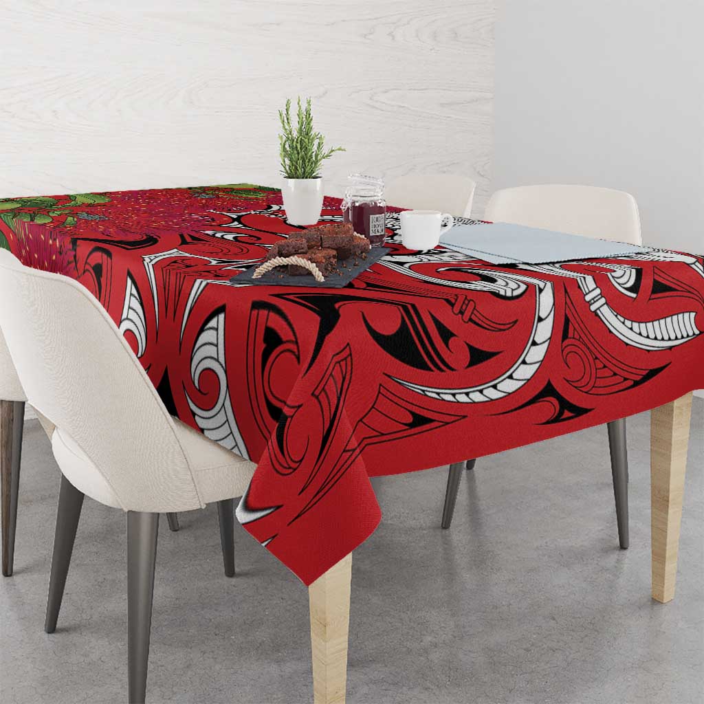 Personalised New Zealand Koru Pohutukawa Tablecloth Meri Kirihimete Aroha for Christmas LT9 - Polynesian Pride