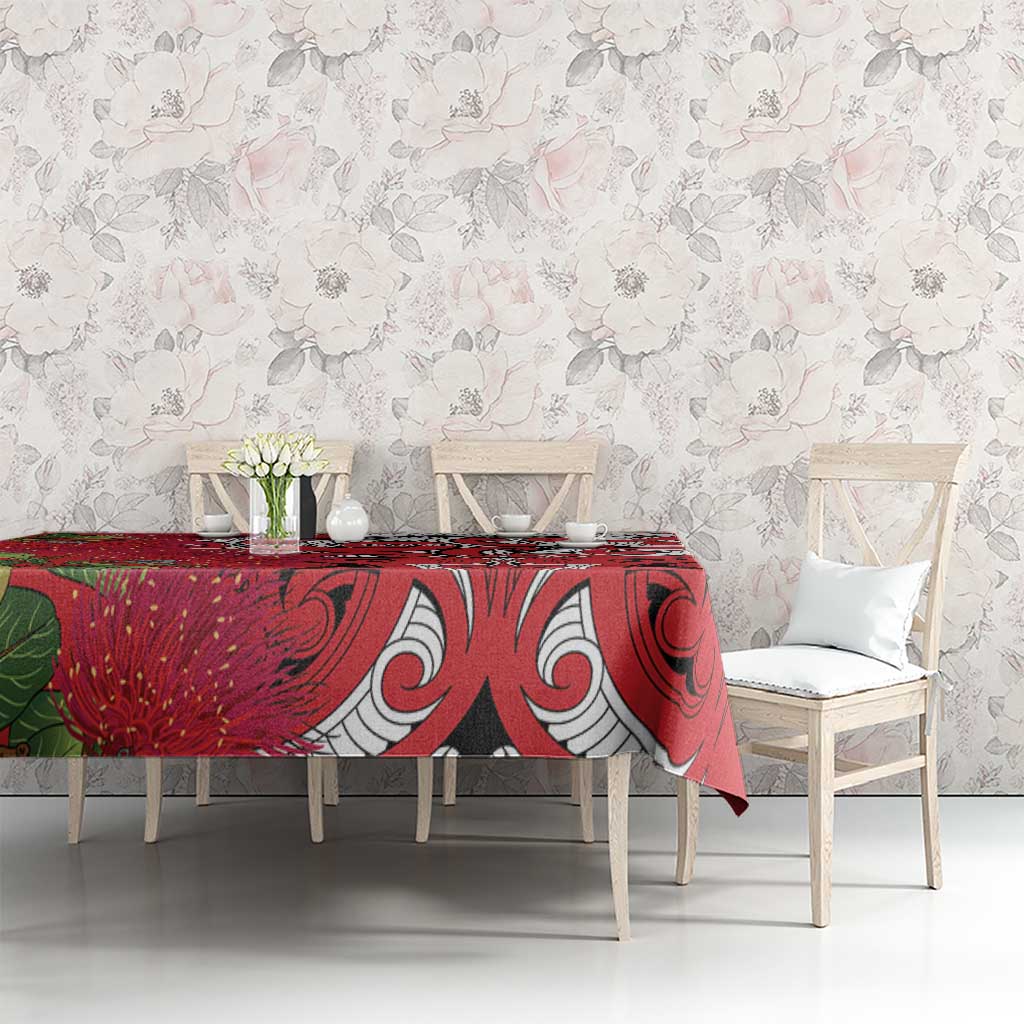 Personalised New Zealand Koru Pohutukawa Tablecloth Meri Kirihimete Aroha for Christmas LT9 - Polynesian Pride