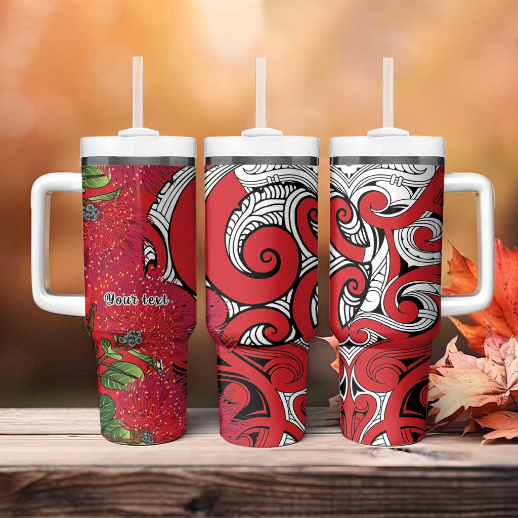 Personalised New Zealand Koru Pohutukawa Tumbler With Handle Meri Kirihimete Aroha for Christmas - Polynesian Pride