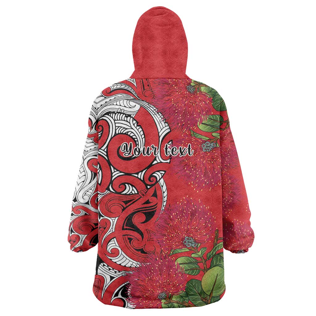 Personalised New Zealand Koru Pohutukawa Wearable Blanket Hoodie Meri Kirihimete Aroha for Christmas LT9 - Polynesian Pride