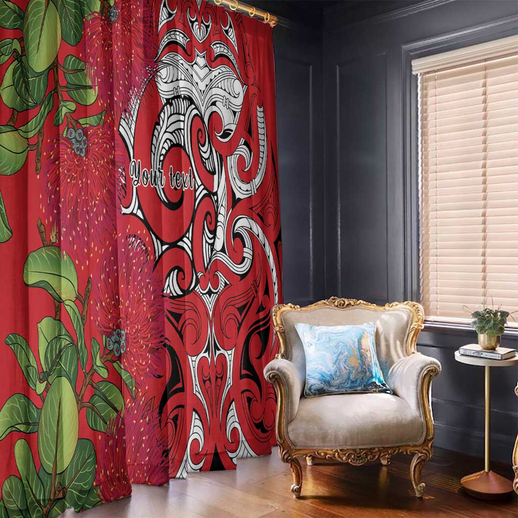 Personalised New Zealand Koru Pohutukawa Window Curtain Meri Kirihimete Aroha for Christmas LT9 - Polynesian Pride