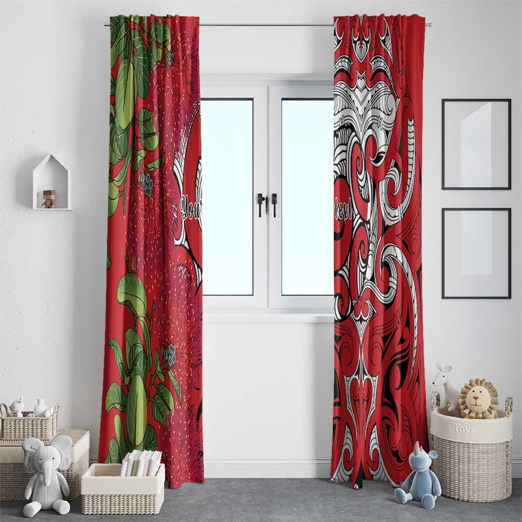 Personalised New Zealand Koru Pohutukawa Window Curtain Meri Kirihimete Aroha for Christmas LT9 - Polynesian Pride