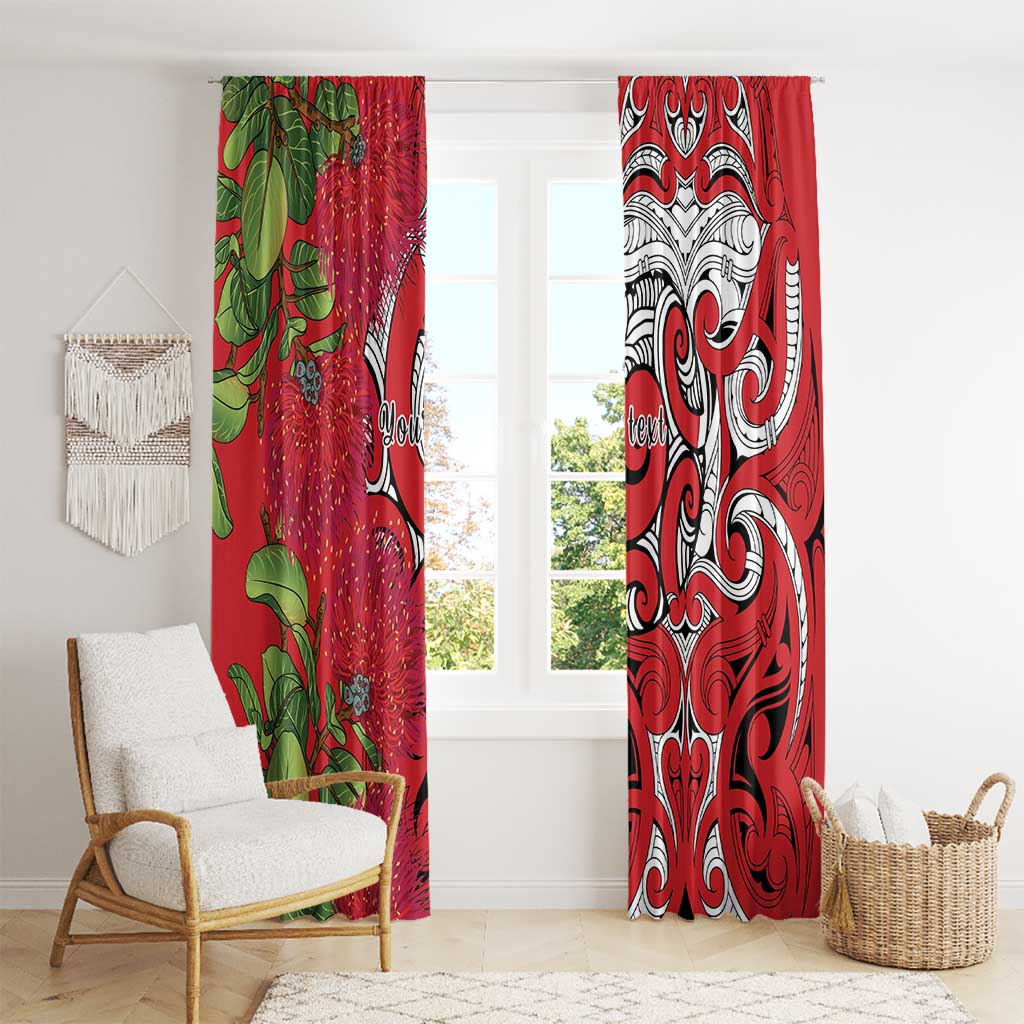 Personalised New Zealand Koru Pohutukawa Window Curtain Meri Kirihimete Aroha for Christmas LT9 - Polynesian Pride