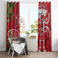 Personalised New Zealand Koru Pohutukawa Window Curtain Meri Kirihimete Aroha for Christmas LT9 - Polynesian Pride