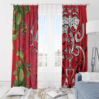 Personalised New Zealand Koru Pohutukawa Window Curtain Meri Kirihimete Aroha for Christmas LT9 - Polynesian Pride