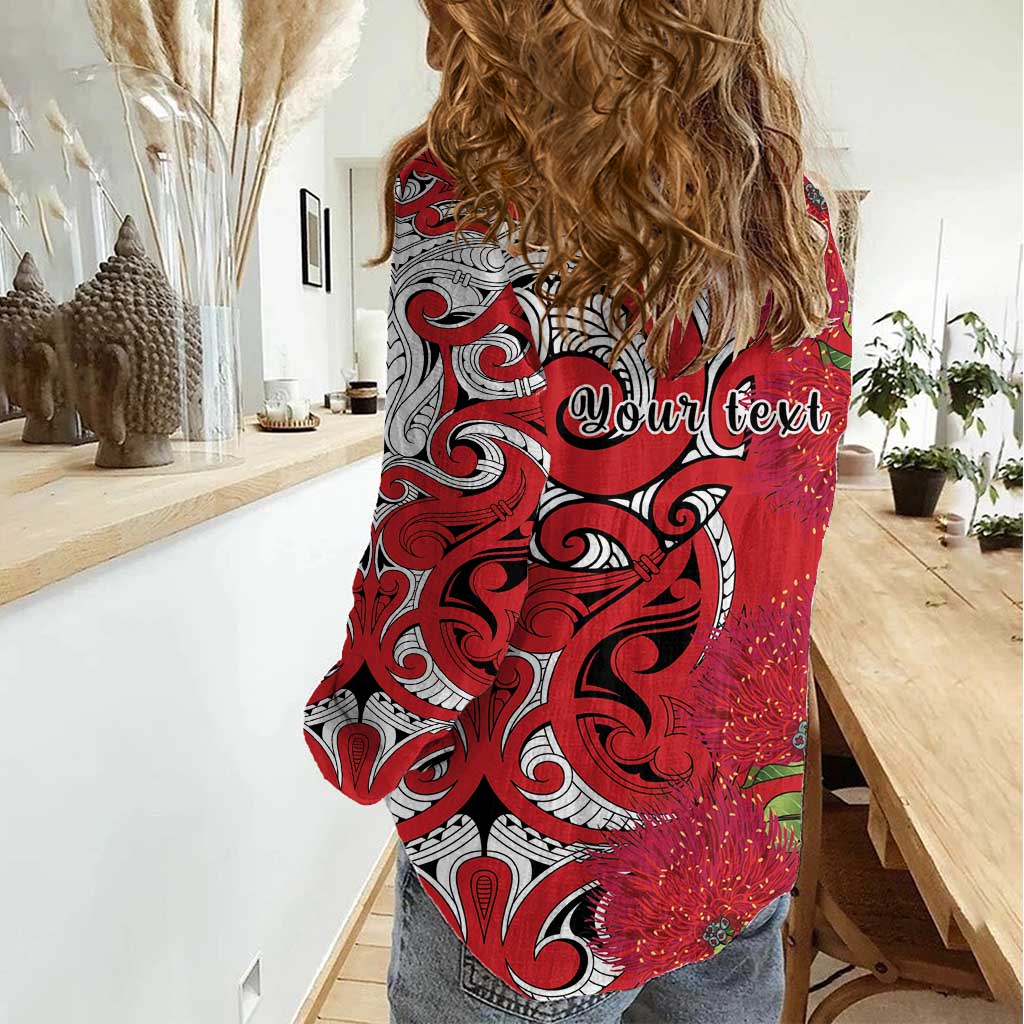 Personalised New Zealand Koru Pohutukawa Women Casual Shirt Meri Kirihimete Aroha for Christmas LT9 - Polynesian Pride