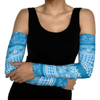 Hawaiian Hibiscus Honu Arm Sleeves Blue Mele Kalikimaka Palaka Spirit - Polynesian Pride