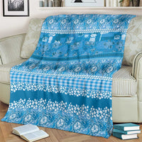 Hawaiian Hibiscus Honu Blanket Blue Mele Kalikimaka Palaka Spirit - Polynesian Pride